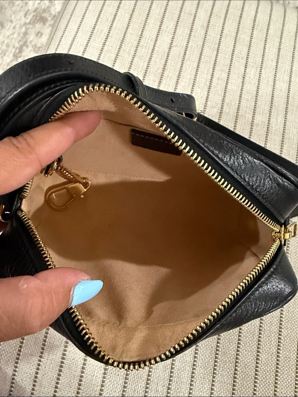 Gucci Black Leather Crossbody with Red-Green Web Stripe and Gold Hardware